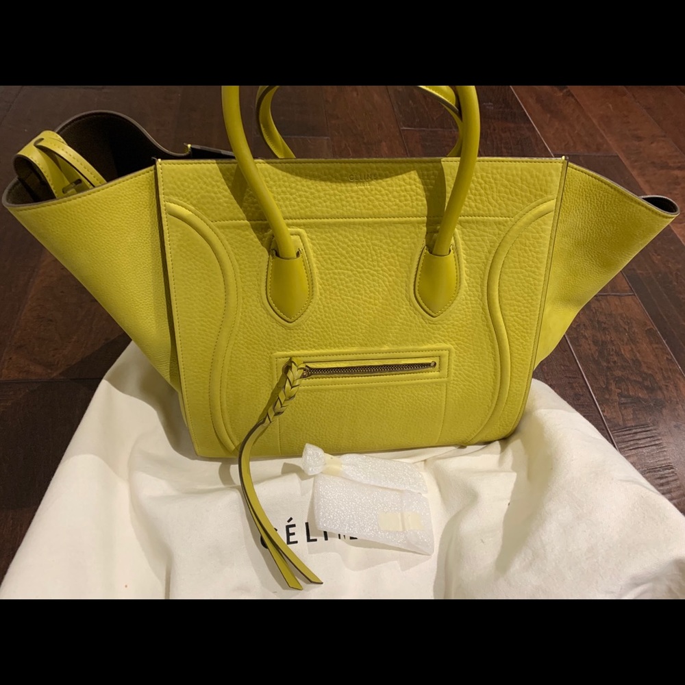 NWT Auth CELINE Lime PHANTOM Luggage Tote Bag